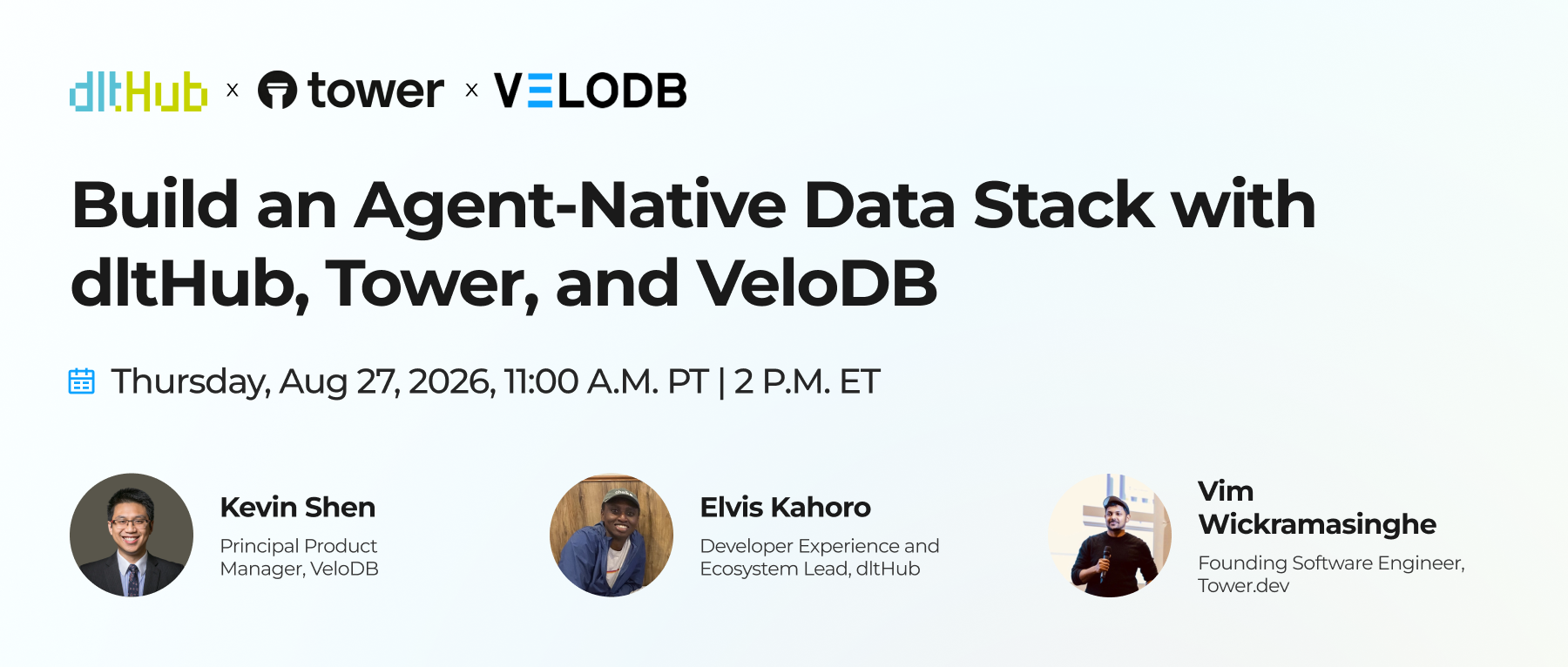 Build an Agent-Native Data Stack with dltHub, Tower, and VeloDB